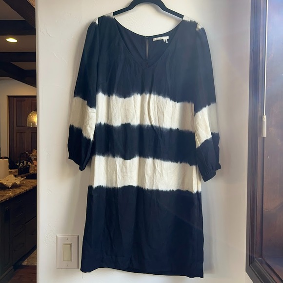ANTHROPOLOGIE Floreat Indigo Inkwash Shift Long Sleeve Tunic Dress French Sz 4 - Picture 1 of 11